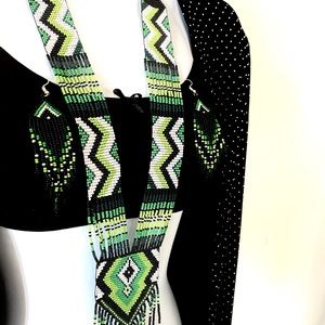 Bead embroidery necklace earrings set handmade